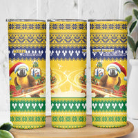 Saint Vincent And The Grenadines Christmas Skinny Tumbler Santa Vincent Parrot With Coat Of Arms - Wonder Print Shop