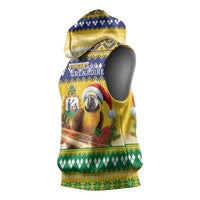 Saint Vincent And The Grenadines Christmas Sleeveless Hoodie Santa Vincent Parrot With Coat Of Arms - Wonder Print Shop
