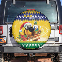 Saint Vincent And The Grenadines Christmas Spare Tire Cover Santa Vincent Parrot With Coat Of Arms - Wonder Print Shop