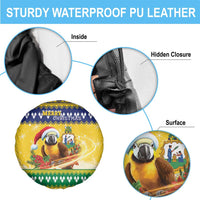 Saint Vincent And The Grenadines Christmas Spare Tire Cover Santa Vincent Parrot With Coat Of Arms - Wonder Print Shop