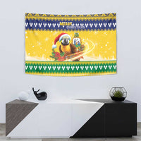 Saint Vincent And The Grenadines Christmas Tapestry Santa Vincent Parrot With Coat Of Arms - Wonder Print Shop