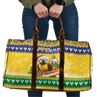 Saint Vincent And The Grenadines Christmas Travel Bag Santa Vincent Parrot With Coat Of Arms - Wonder Print Shop