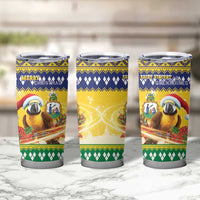 Saint Vincent And The Grenadines Christmas Tumbler Cup Santa Vincent Parrot With Coat Of Arms - Wonder Print Shop