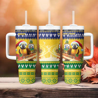 Saint Vincent And The Grenadines Christmas Tumbler With Handle Santa Vincent Parrot With Coat Of Arms - Wonder Print Shop