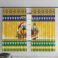 Saint Vincent And The Grenadines Christmas Window Curtain Santa Vincent Parrot With Coat Of Arms - Wonder Print Shop