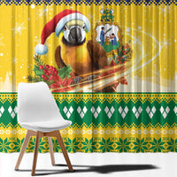 Saint Vincent And The Grenadines Christmas Window Curtain Santa Vincent Parrot With Coat Of Arms - Wonder Print Shop