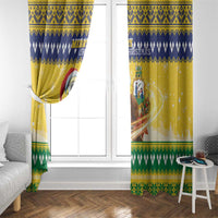 Saint Vincent And The Grenadines Christmas Window Curtain Santa Vincent Parrot With Coat Of Arms - Wonder Print Shop