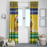 Saint Vincent And The Grenadines Christmas Window Curtain Santa Vincent Parrot With Coat Of Arms - Wonder Print Shop