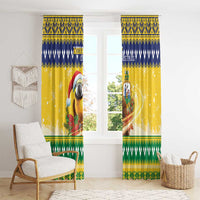 Saint Vincent And The Grenadines Christmas Window Curtain Santa Vincent Parrot With Coat Of Arms - Wonder Print Shop