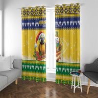 Saint Vincent And The Grenadines Christmas Window Curtain Santa Vincent Parrot With Coat Of Arms - Wonder Print Shop