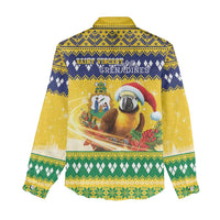 Saint Vincent And The Grenadines Christmas Women Casual Shirt Santa Vincent Parrot With Coat Of Arms - Wonder Print Shop