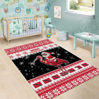 Trinidad And Tobago Christmas Area Rug Funny Santa Riding Scarlet Ibis - Wonder Print Shop