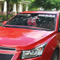 Trinidad And Tobago Christmas Auto Sun Shade Funny Santa Riding Scarlet Ibis - Wonder Print Shop
