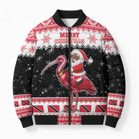 Trinidad And Tobago Christmas Bomber Puffer Jacket Funny Santa Riding Scarlet Ibis - Wonder Print Shop