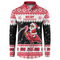 Trinidad And Tobago Christmas Button Sweatshirt Funny Santa Riding Scarlet Ibis - Wonder Print Shop