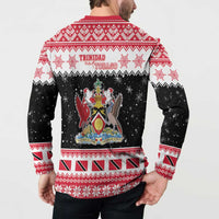 Trinidad And Tobago Christmas Button Sweatshirt Funny Santa Riding Scarlet Ibis - Wonder Print Shop