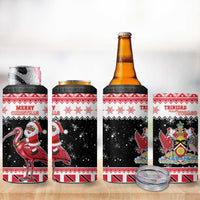 Trinidad And Tobago Christmas 4 in 1 Can Cooler Tumbler Funny Santa Riding Scarlet Ibis - Wonder Print Shop