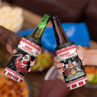 Trinidad And Tobago Christmas 4 in 1 Can Cooler Tumbler Funny Santa Riding Scarlet Ibis - Wonder Print Shop