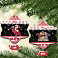 Trinidad And Tobago Christmas Ceramic Ornament Funny Santa Riding Scarlet Ibis - Wonder Print Shop