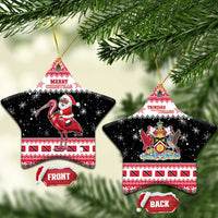 Trinidad And Tobago Christmas Ceramic Ornament Funny Santa Riding Scarlet Ibis - Wonder Print Shop