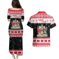 Trinidad And Tobago Christmas Couples Matching Puletasi and Hawaiian Shirt Funny Santa Riding Scarlet Ibis - Wonder Print Shop