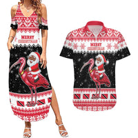 Trinidad And Tobago Christmas Couples Matching Summer Maxi Dress and Hawaiian Shirt Funny Santa Riding Scarlet Ibis - Wonder Print Shop