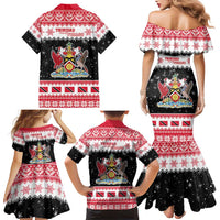 Trinidad And Tobago Christmas Family Matching Mermaid Dress and Hawaiian Shirt Funny Santa Riding Scarlet Ibis - Wonder Print Shop