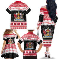 Trinidad And Tobago Christmas Family Matching Off The Shoulder Long Sleeve Dress and Hawaiian Shirt Funny Santa Riding Scarlet Ibis - Wonder Print Shop