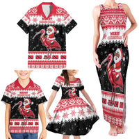 Trinidad And Tobago Christmas Family Matching Tank Maxi Dress and Hawaiian Shirt Funny Santa Riding Scarlet Ibis - Wonder Print Shop