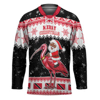 Trinidad And Tobago Christmas Hockey Jersey Funny Santa Riding Scarlet Ibis - Wonder Print Shop