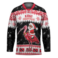 Trinidad And Tobago Christmas Hockey Jersey Funny Santa Riding Scarlet Ibis - Wonder Print Shop