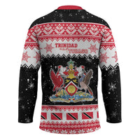 Trinidad And Tobago Christmas Hockey Jersey Funny Santa Riding Scarlet Ibis - Wonder Print Shop