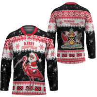 Trinidad And Tobago Christmas Hockey Jersey Funny Santa Riding Scarlet Ibis - Wonder Print Shop