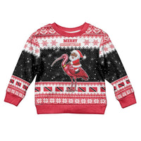 Trinidad And Tobago Christmas Kid Ugly Christmas Sweater Funny Santa Riding Scarlet Ibis - Wonder Print Shop