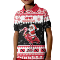 Trinidad And Tobago Christmas Kid Polo Shirt Funny Santa Riding Scarlet Ibis - Wonder Print Shop