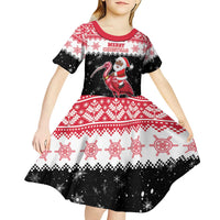 Trinidad And Tobago Christmas Kid Short Sleeve Dress Funny Santa Riding Scarlet Ibis - Wonder Print Shop