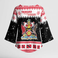 Trinidad And Tobago Christmas Kimono Sleeve Blouse Funny Santa Riding Scarlet Ibis - Wonder Print Shop