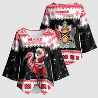 Trinidad And Tobago Christmas Kimono Sleeve Blouse Funny Santa Riding Scarlet Ibis - Wonder Print Shop