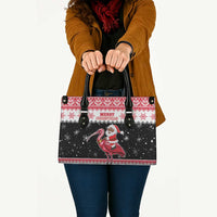 Trinidad And Tobago Christmas Leather Bag Funny Santa Riding Scarlet Ibis - Wonder Print Shop