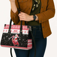 Trinidad And Tobago Christmas Leather Bag Funny Santa Riding Scarlet Ibis - Wonder Print Shop