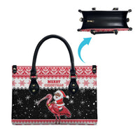 Trinidad And Tobago Christmas Leather Bag Funny Santa Riding Scarlet Ibis - Wonder Print Shop