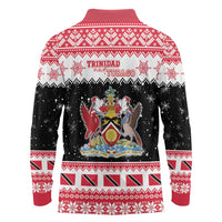 Trinidad And Tobago Christmas Long Sleeve Polo Shirt Funny Santa Riding Scarlet Ibis - Wonder Print Shop