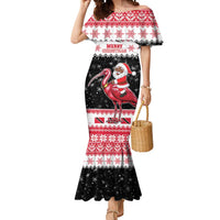 Trinidad And Tobago Christmas Mermaid Dress Funny Santa Riding Scarlet Ibis - Wonder Print Shop