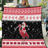 Trinidad And Tobago Christmas Quilt Funny Santa Riding Scarlet Ibis - Wonder Print Shop