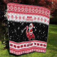 Trinidad And Tobago Christmas Quilt Funny Santa Riding Scarlet Ibis - Wonder Print Shop