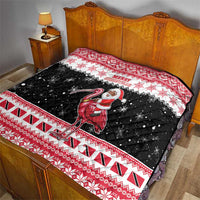 Trinidad And Tobago Christmas Quilt Funny Santa Riding Scarlet Ibis - Wonder Print Shop