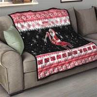 Trinidad And Tobago Christmas Quilt Funny Santa Riding Scarlet Ibis - Wonder Print Shop