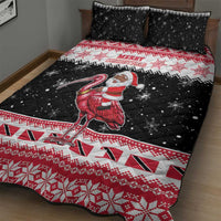 Trinidad And Tobago Christmas Quilt Bed Set Funny Santa Riding Scarlet Ibis - Wonder Print Shop