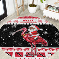 Trinidad And Tobago Christmas Round Carpet Funny Santa Riding Scarlet Ibis - Wonder Print Shop