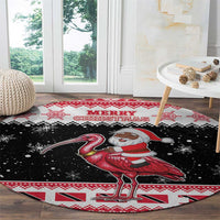 Trinidad And Tobago Christmas Round Carpet Funny Santa Riding Scarlet Ibis - Wonder Print Shop